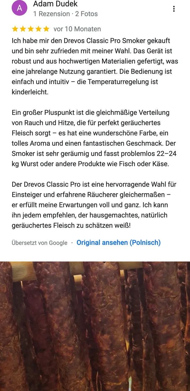 DREVOS-Kundenbewertung bei Google: Adam Dudek, 5 von 5 — Screenshot