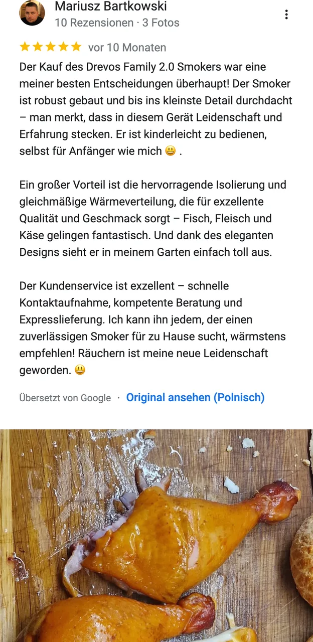 DREVOS-Kundenbewertung bei Google: Mariusz Bartkowski, 5 von 5 — Screenshot